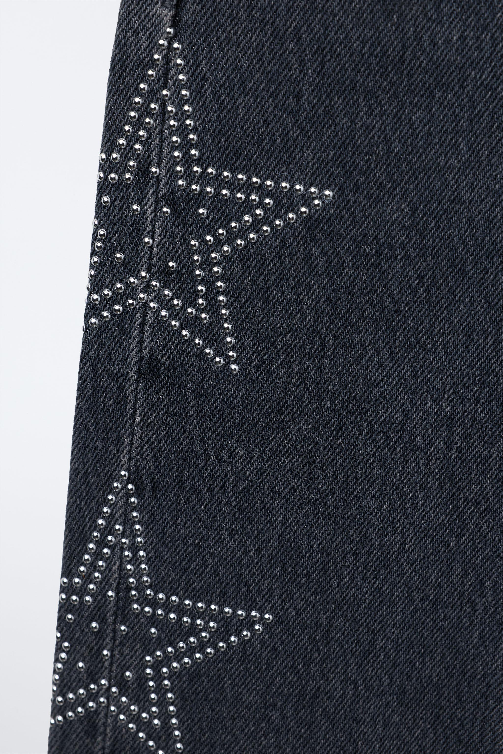 WIDE LEG JEANS WITH RHINESTONE STARS